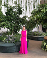 Beautiful Fuchsia Crew A-Line Sleeveless Floor-Length Chiffon Mother of the Bride Dress With Sash